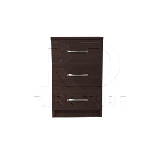RD Furniture Ready assembled Classic 3 Drawer Bedside Walnut