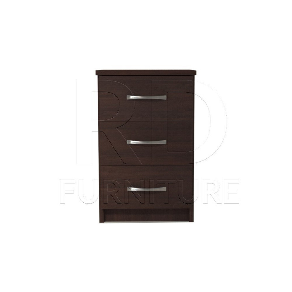 Ready assembled Classic 3 Drawer Bedside Walnut