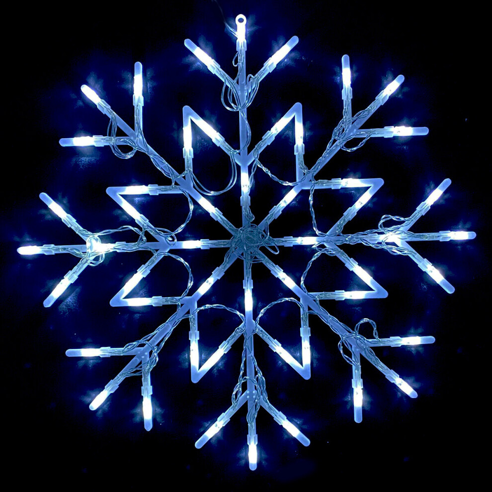 (Cool White) Christmas 50 LED Snowflake Star Window Hanging Wall Light Silhouette Xmas Decor