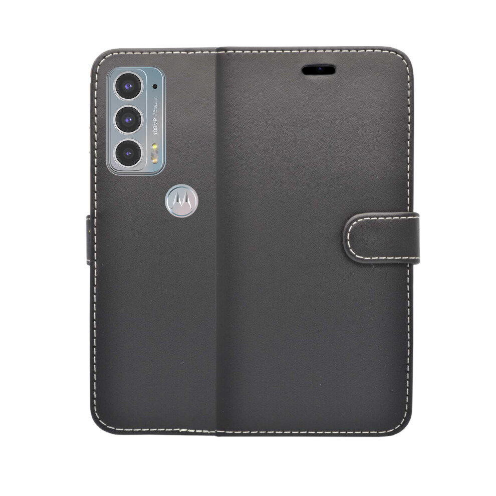 (Black) For Motorola edge 20 Wallet Flip PU Leather Pouch Case Cover