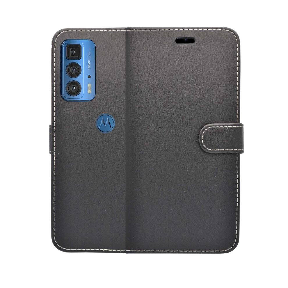 (Black) For Motorola Edge 20 Pro Wallet Flip Pu Leather Pouch Case Cover Black 304063160696