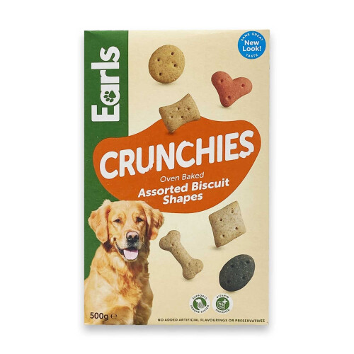 Earls Crunchies Dog Biscuit Oven Baked Assorted Shapes 500g Pack of 2 2x500g