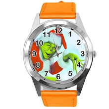 TAPORT Orange Leather Round Quartz Watch for Christmas Fans E2