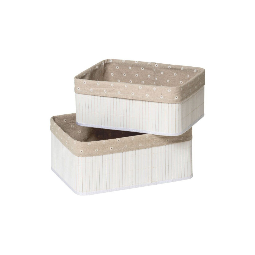 KANKYO WHITE BAMBOO STORAGE BOXES - SET OF 2