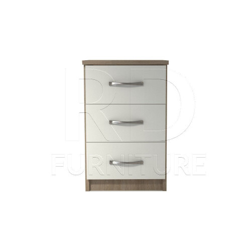 RD Furniture Ready assembled Classic 3 Drawer Bedside Oak And White