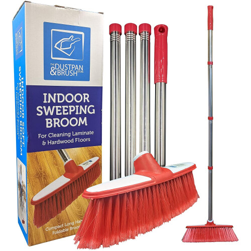 Soft Indoor Broom Red Stainless Steel Handle 1