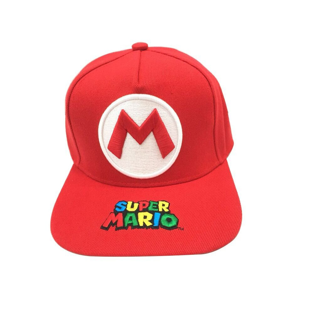 (Red) Super Mario Luigi Baseball Trucker Hat Cap Adjustable Hip Hop Embroidery Cap Red