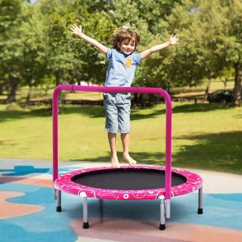 Folding Trampoline Toddler Mini Rebounder W/ Safety Cover & Handle