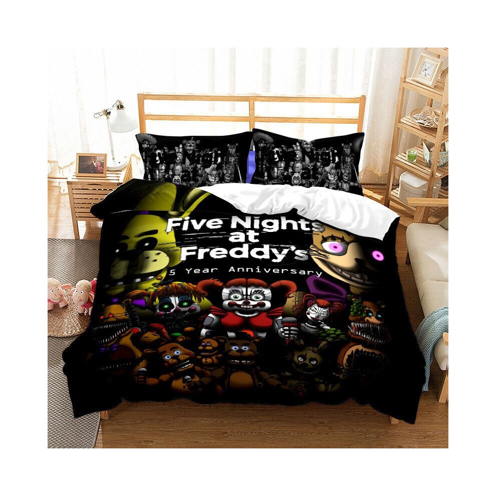 (Freddy, EU-Single(2pcs):135×200cm) Five Nights At Freddy's Cartoon Bear Bedding Set Duvet Cover With Pillowcase Set