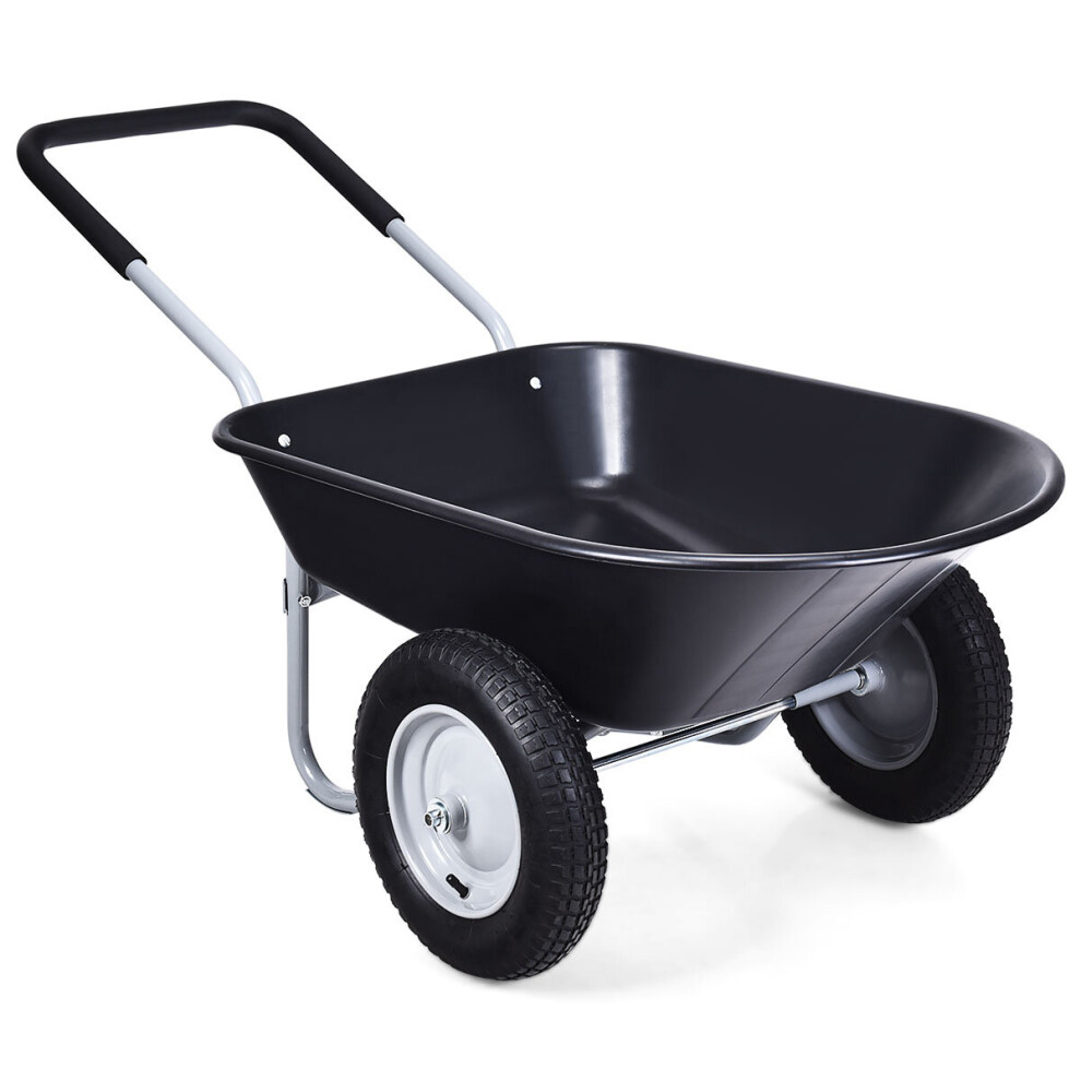2-Wheeled Wheelbarrow Garden Cart with 33cm Pneumatic Tires & Handlle