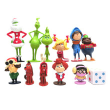 12Pcs Verde Peludo Grinch Navidad Figuras de Acción de juguete
