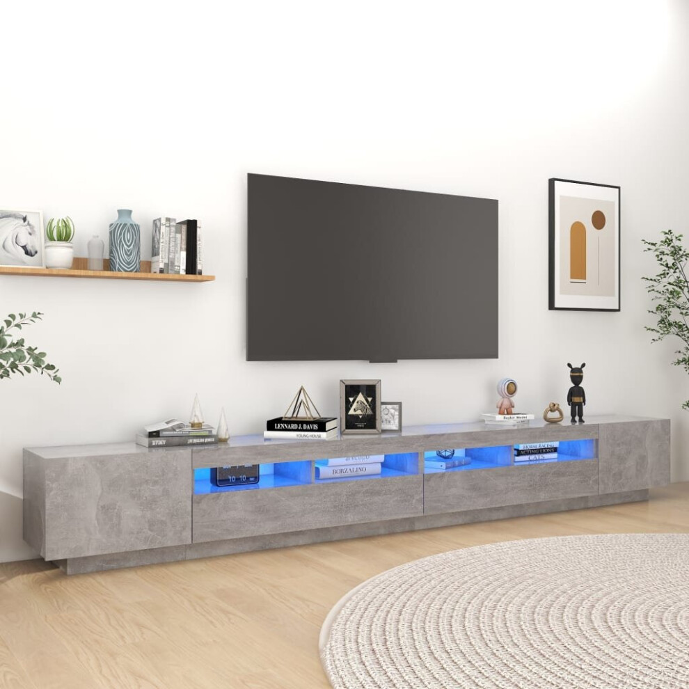 vidaXL TV Cabinet with LED Lights Concrete Grey 300x35x40 cm TV Stand Hifi Set