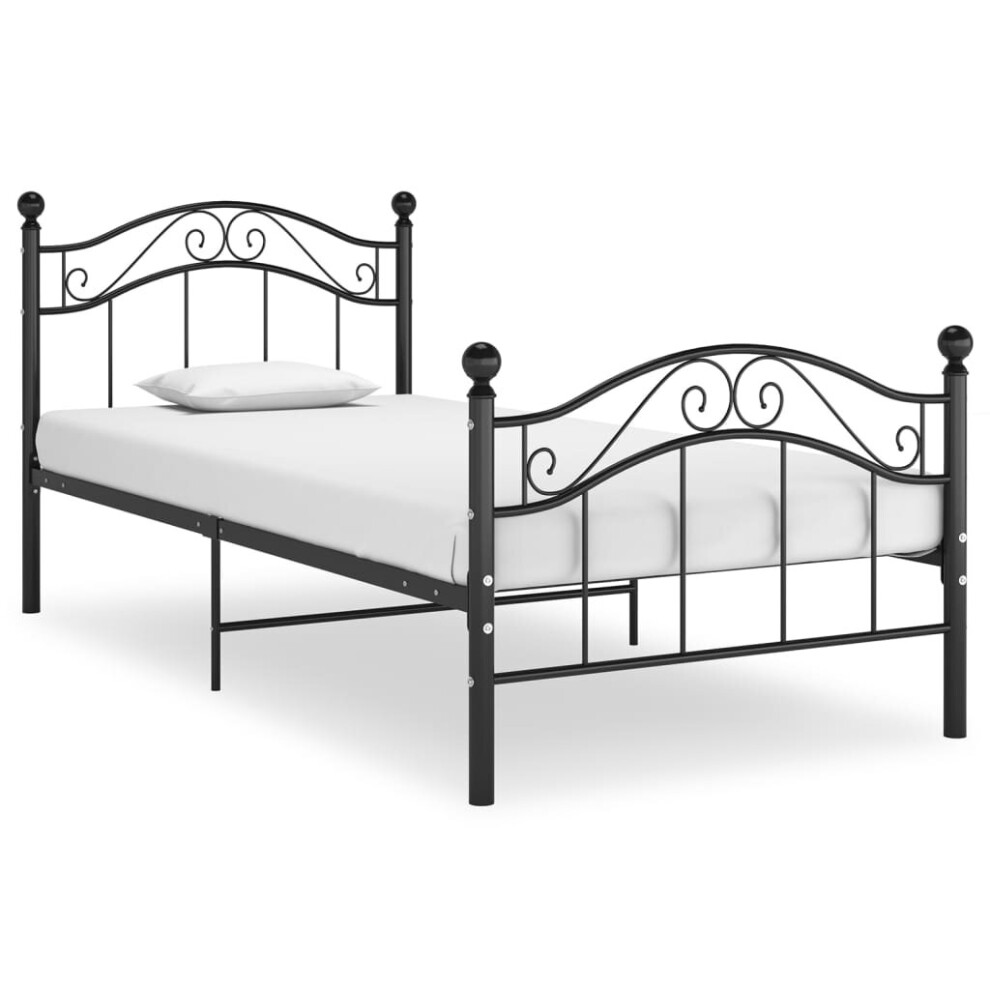 vidaXL Bed Frame Black Metal 90x200 cm Home Bedroom Furniture Bed Base Unit