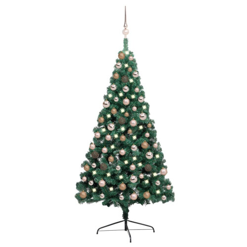 VidaXL vidaXL Artificial Half Pre-lit Christmas Tree with Ball Set Xmas Tree Green