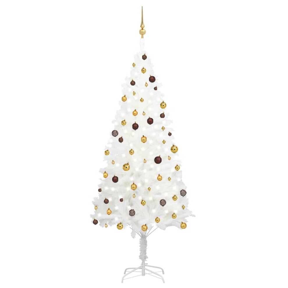 Vidaxl White Artificial Pre-Lit Christmas Tree With Ball Set Artificial Tree
