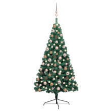 vidaXL Artificial Half Pre-lit Christmas Tree with Ball Set Xmas Tree Green