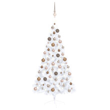 vidaXL Artificial Half Pre-lit Christmas Tree with Ball Set Xmas Tree White