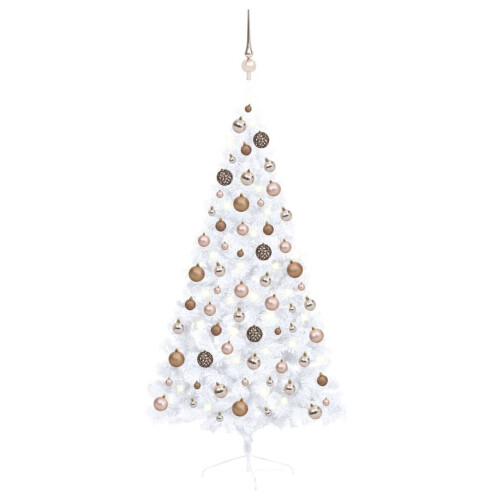VidaXL vidaXL Artificial Half Pre-lit Christmas Tree with Ball Set Xmas Tree White