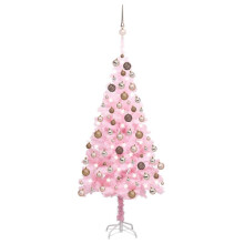 vidaXL Artificial Pre-lit Christmas Tree with Ball Set Xmas Tree Pink PVC