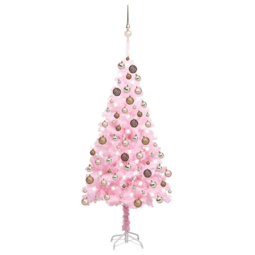 VidaXL vidaXL Artificial Pre-lit Christmas Tree with Ball Set Xmas Tree Pink PVC