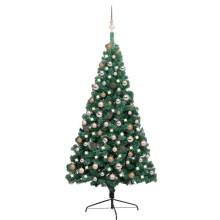 vidaXL Artificial Half Pre-lit Christmas Tree with Ball Set Xmas Tree Green