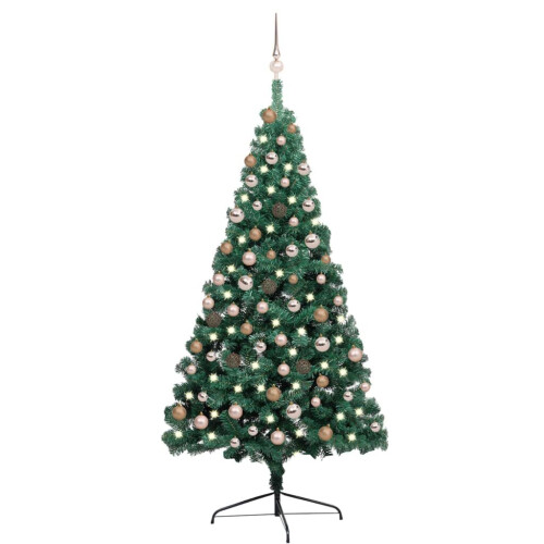 VidaXL vidaXL Artificial Half Pre-lit Christmas Tree with Ball Set Xmas Tree Green