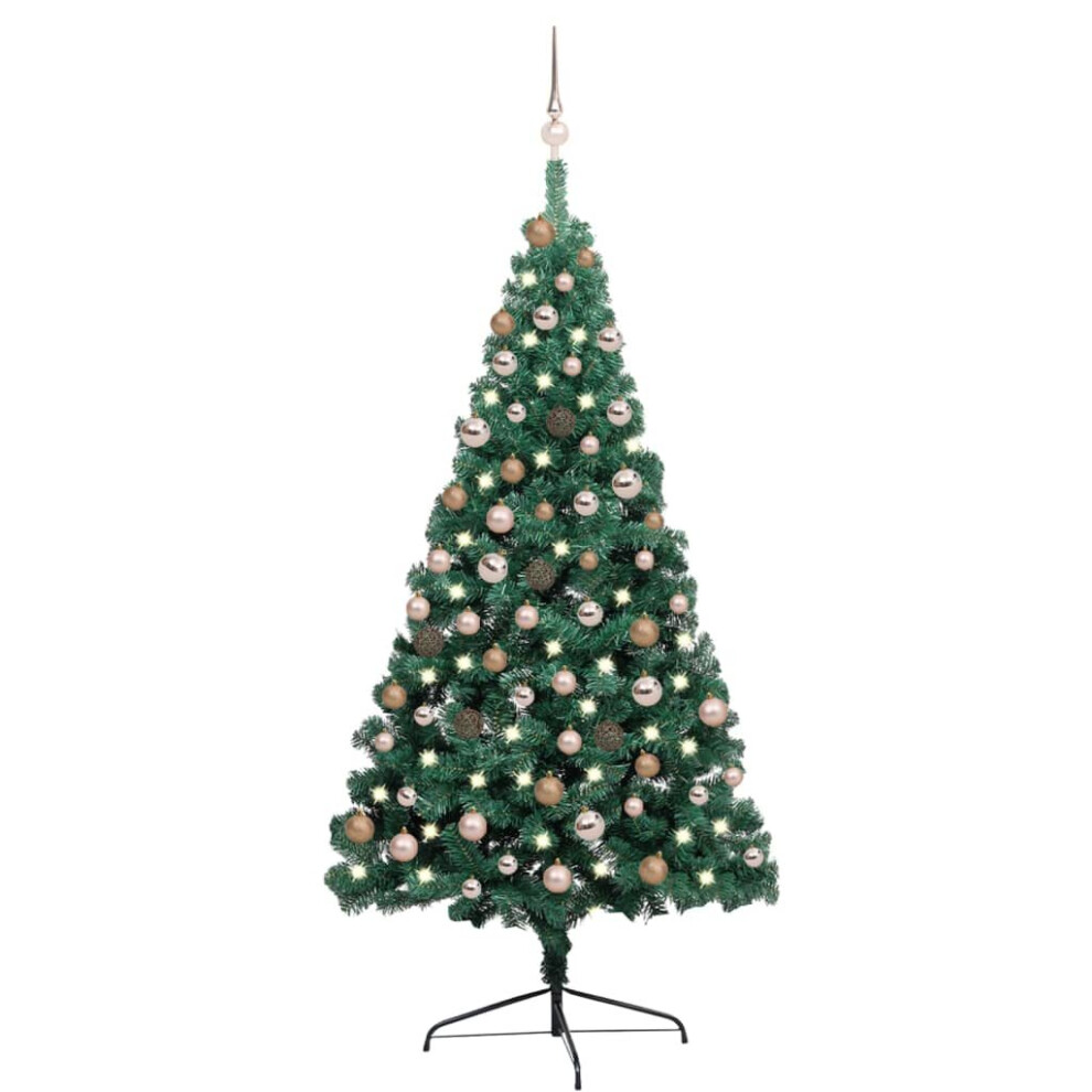 Vidaxl Artificial Half Pre-Lit Christmas Tree With Ball Set Xmas Tree Green