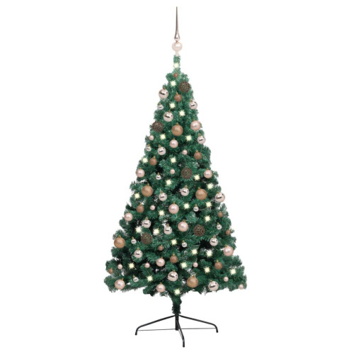 VidaXL vidaXL Artificial Half Pre-lit Christmas Tree with Ball Set Xmas Tree Green