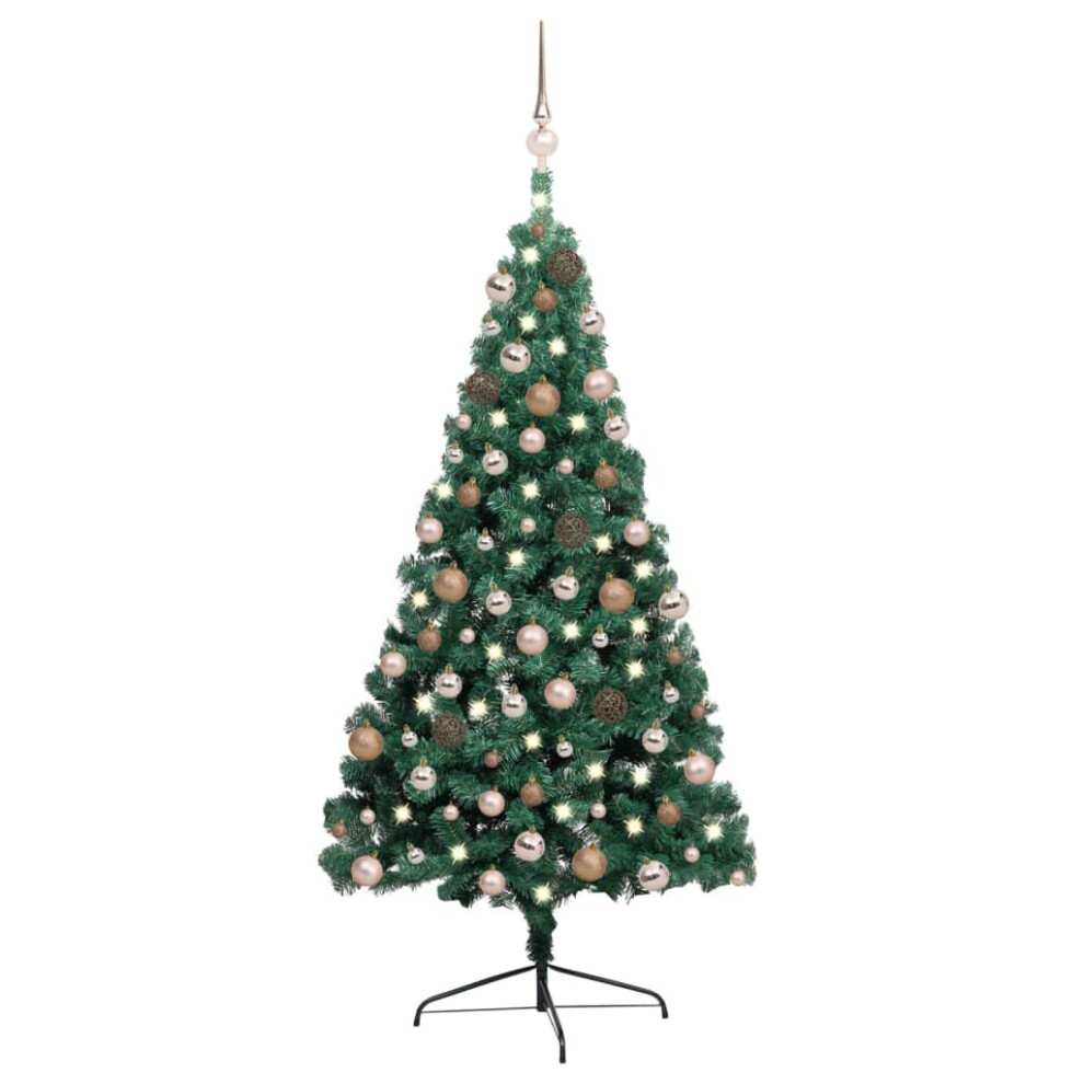Photos - Garden & Outdoor Decoration VidaXL Artificial Half Pre-lit Christmas Tree with Ball Set Xmas Tree Green Green 3077567 