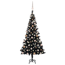 vidaXL Artificial Pre-lit Christmas Tree with Ball Set Xmas Tree Black PVC