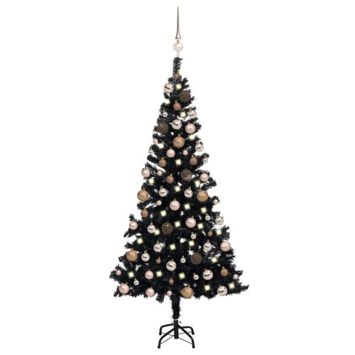 VidaXL vidaXL Artificial Pre-lit Christmas Tree with Ball Set Xmas Tree Black PVC