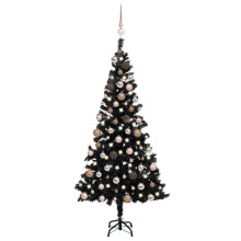 vidaXL Artificial Pre-lit Christmas Tree with Ball Set Xmas Tree Black PVC