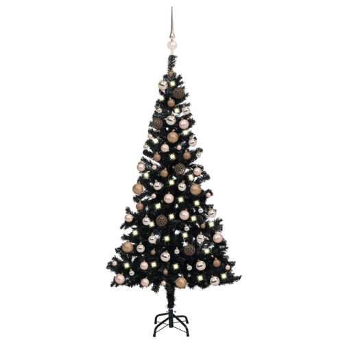 VidaXL vidaXL Artificial Pre-lit Christmas Tree with Ball Set Xmas Tree Black PVC