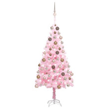vidaXL Artificial Pre-lit Christmas Tree with Ball Set Xmas Tree Pink PVC