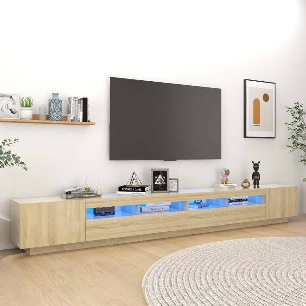 vidaXL TV Cabinet with LED Lights Sonoma Oak 300x35x40 cm TV Stand Hifi Cabinet