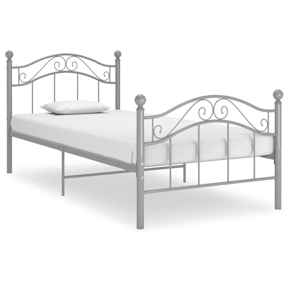 Vidaxl Bed Frame Grey Metal 100X200 Cm Home Bedroom Furniture Bed Base Unit