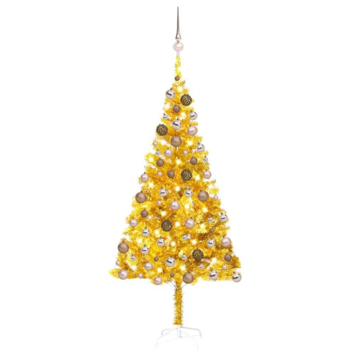 VidaXL vidaXL Artificial Pre-lit Christmas Tree with Ball Set Xmas Tree Gold PET