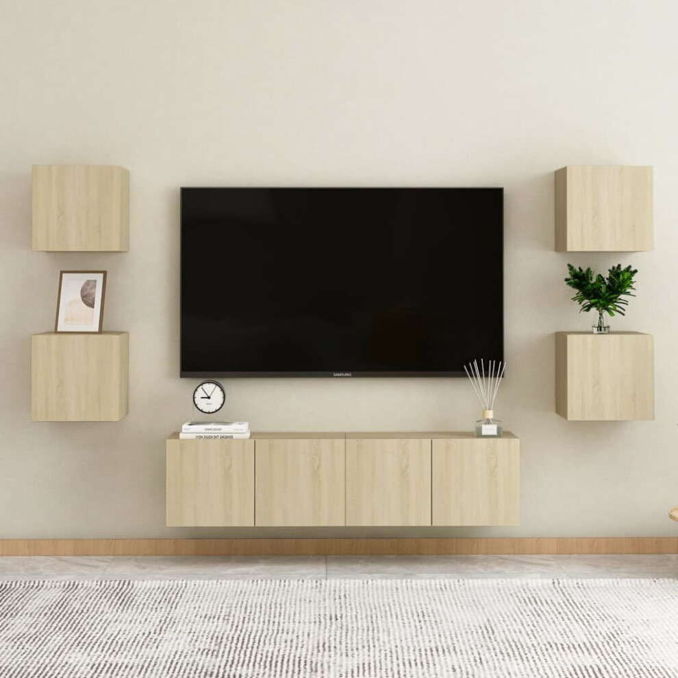 vidaXL TV Cabinet Set 6 Piece Sonoma Oak Engineered Wood Furniture TV Stand