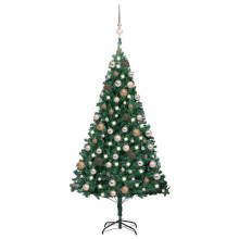 vidaXL Artificial Pre-lit Christmas Tree with Ball Set Xmas Tree Green PVC