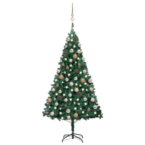VidaXL vidaXL Artificial Pre-lit Christmas Tree with Ball Set Xmas Tree Green PVC