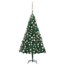 vidaXL Artificial Pre-lit Christmas Tree with Ball Set Xmas Tree Green PVC