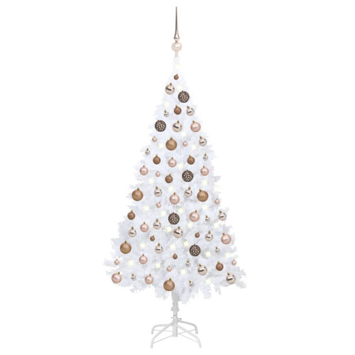 VidaXL vidaXL Artificial Pre-lit Christmas Tree with Ball Set Xmas Tree White PVC