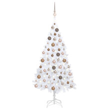 vidaXL Artificial Pre-lit Christmas Tree with Ball Set Xmas Tree White PVC