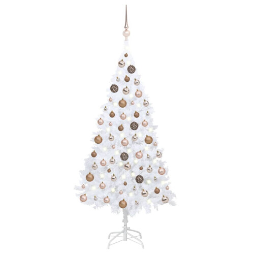 VidaXL vidaXL Artificial Pre-lit Christmas Tree with Ball Set Xmas Tree White PVC