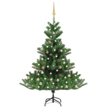 vidaXL Nordmann Fir Artificial Christmas Tree LED&Ball Set Green Xmas Tree