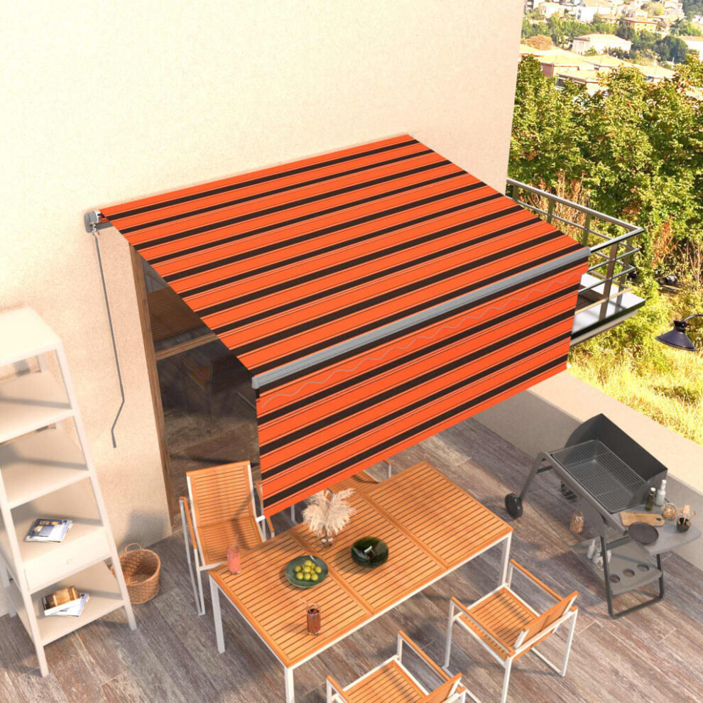 Vidaxl Manual Retractable Awning With Blind 3X2.5m & Awning Set Orange/Brown