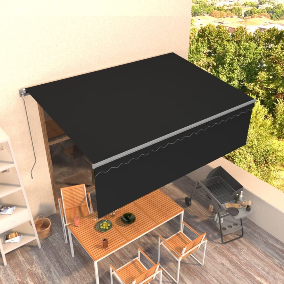 vidaXL Manual Retractable Awning with Blind 4.5x3m Anthracite Outdoor Awning