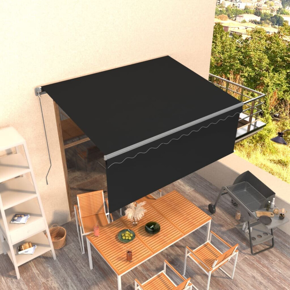 Vidaxl Manual Retractable Awning With Blind 3.5X2.5m Outdoor Awning Anthracite