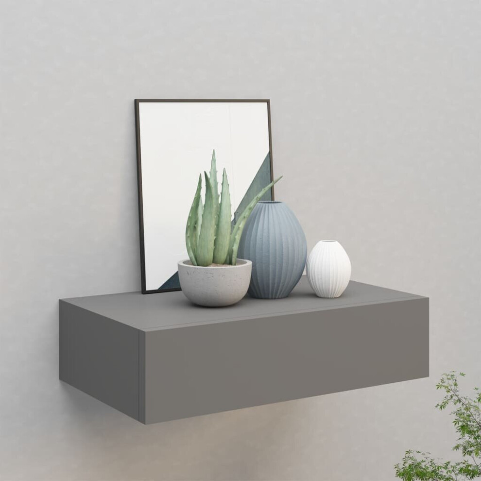 vidaXL Wall-mounted Drawer Shelf Grey MDF Wall Cabinet Floating Shelf Set