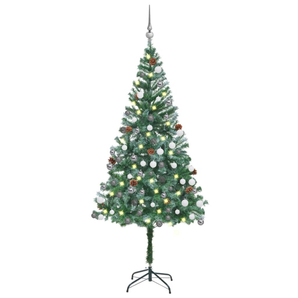 Vidaxl Artificial Pre-Lit Christmas Tree With Ball Set Xmas Tree Pinecones White